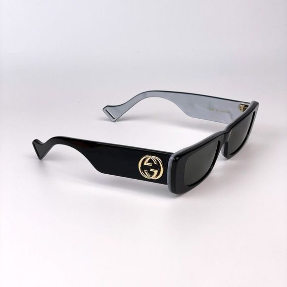 Gucci GG0516S 001 Sunglasses Black Silver Flash Logo Gradient Rectangle Women - Picture 10 of 12